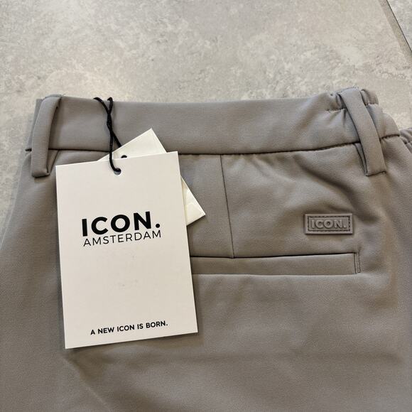 Icon Amsterdam Pants Mens 36/29 Stone Tech Trousers Stretch Nylon Blend NWT - Picture 2 of 10